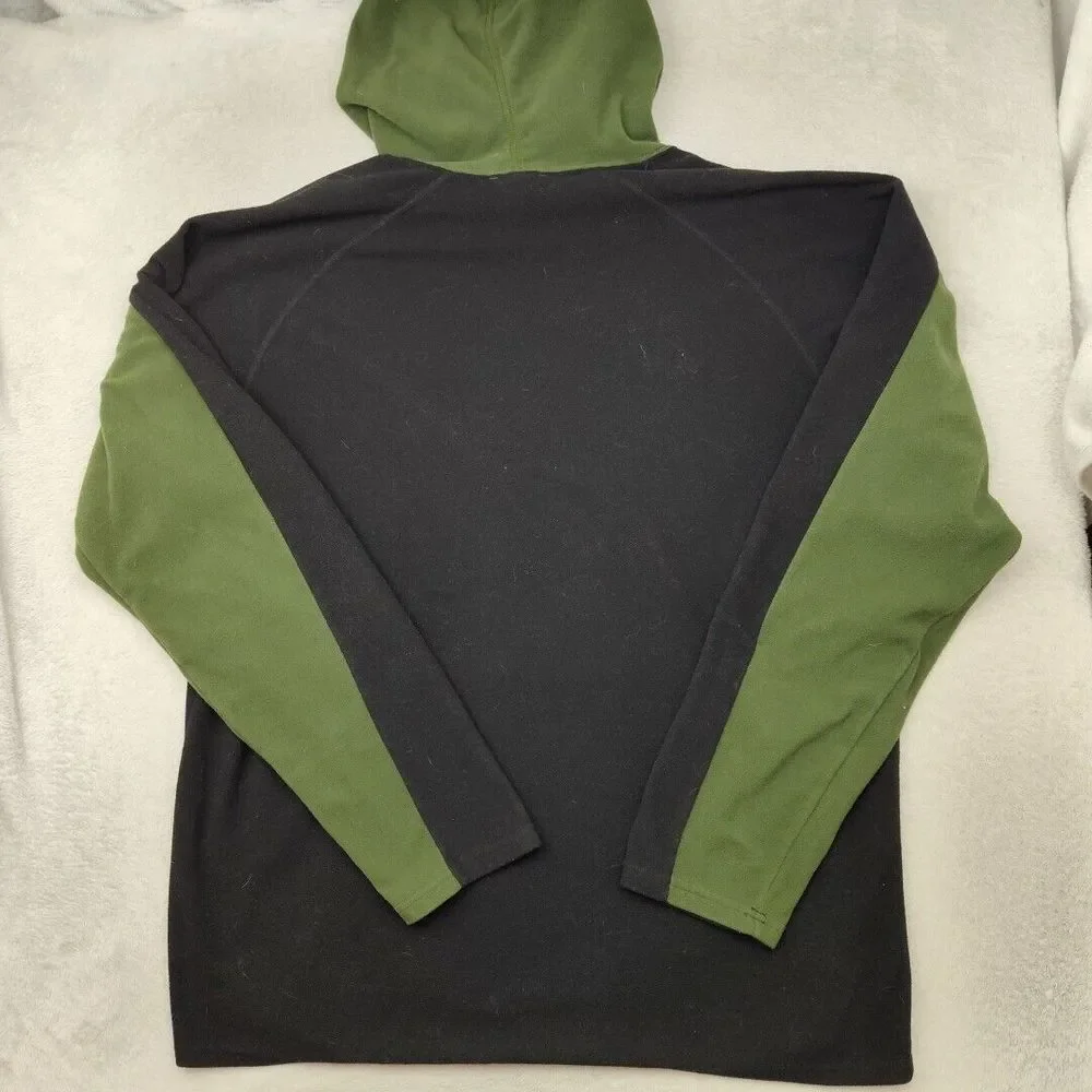 North Face Hoodie Men Extra Large Black Green Fleece Pullover Outdoor Hiking TNF